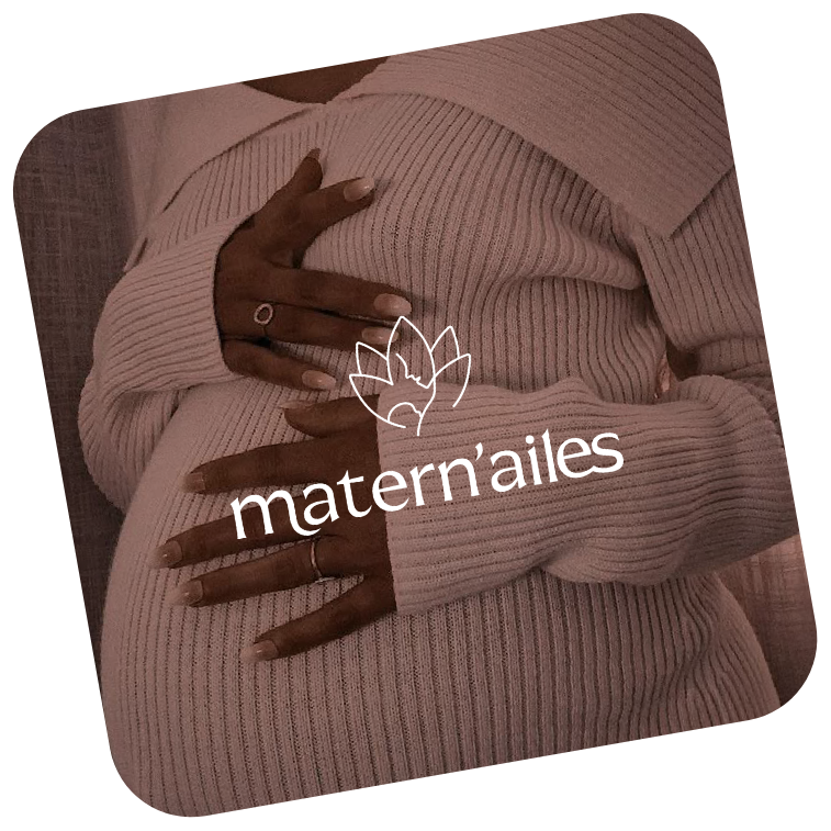 Publication Instagram Matern'ailes, maternité et logo blanc