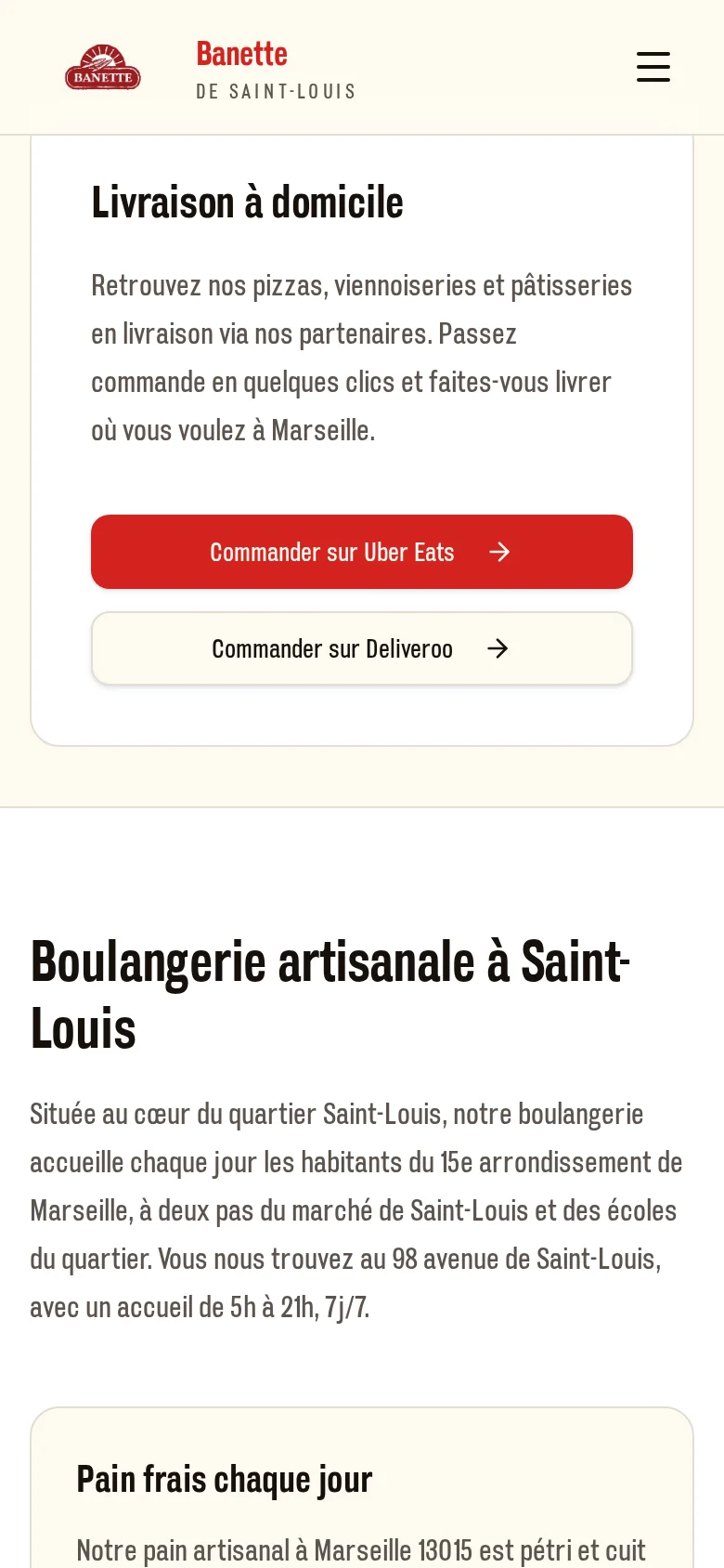 Site Banette sur mobile - Livraison