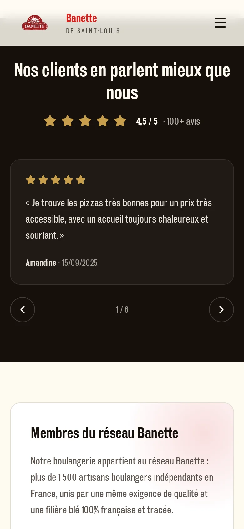Site Banette sur mobile - Avis clients