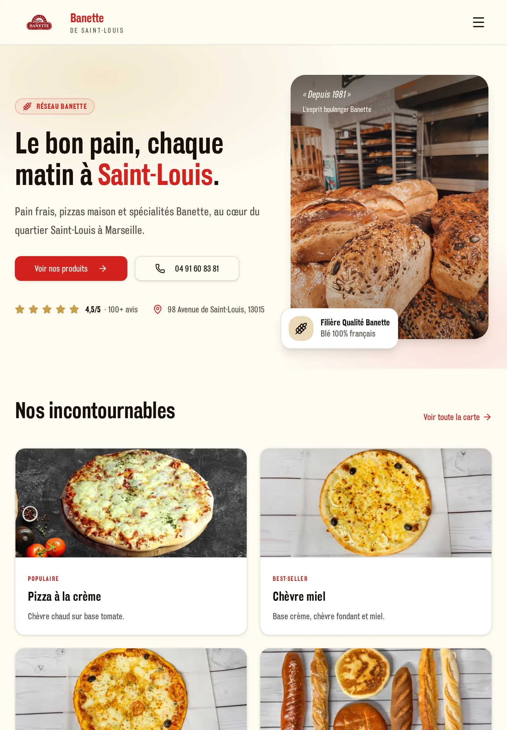 Accueil du site Banette sur tablette, photo à côté du texte