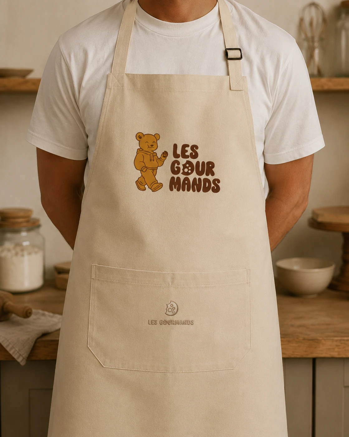 Tablier Les Gourmands avec la nouvelle mascotte